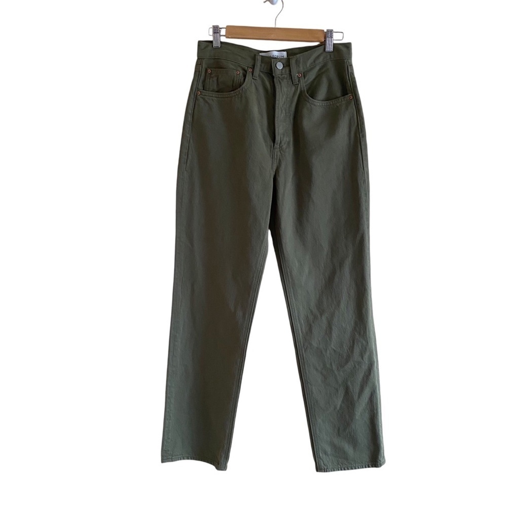 Denim Forum High Rise Jeans in Olive Green